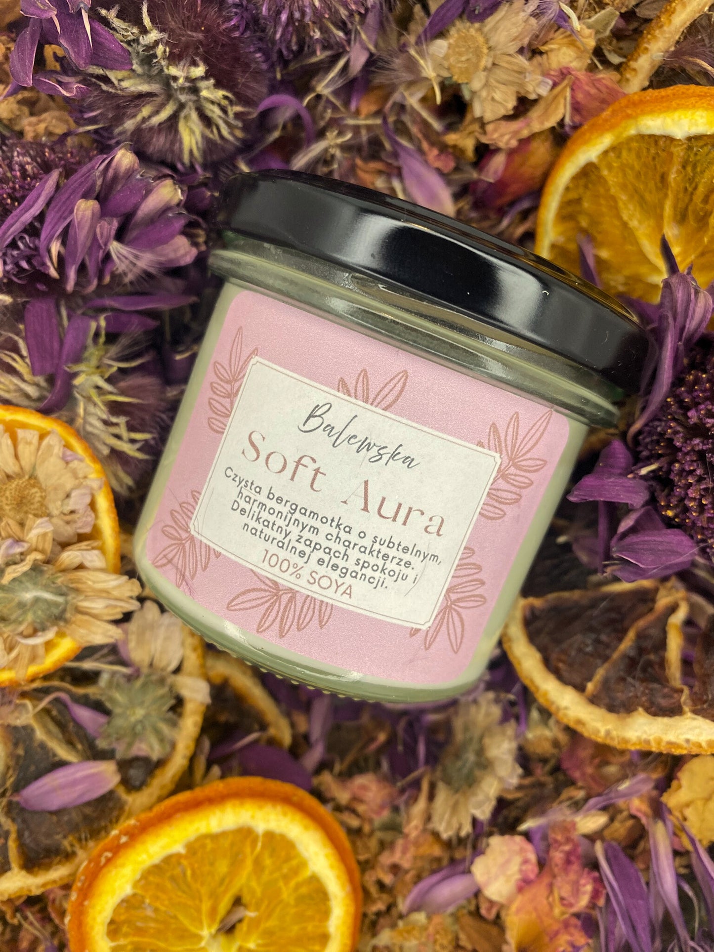 Soft Aura – świeca sojowa o zapachu bergamotki