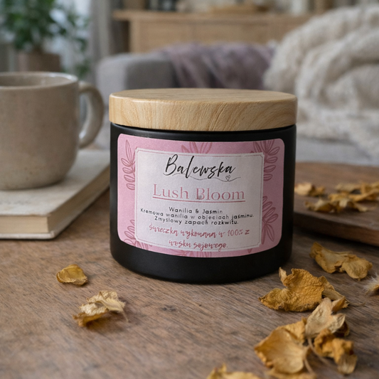 Lush Bloom – świeca sojowa o zapachu jaśminu i wanilii