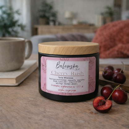 Cherry Rush – świeca sojowa o zapachu wiśniowej tarty